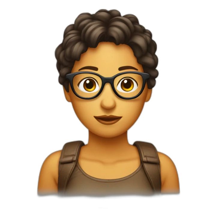 Chica pelo corto liso y marrón con gafas sticker