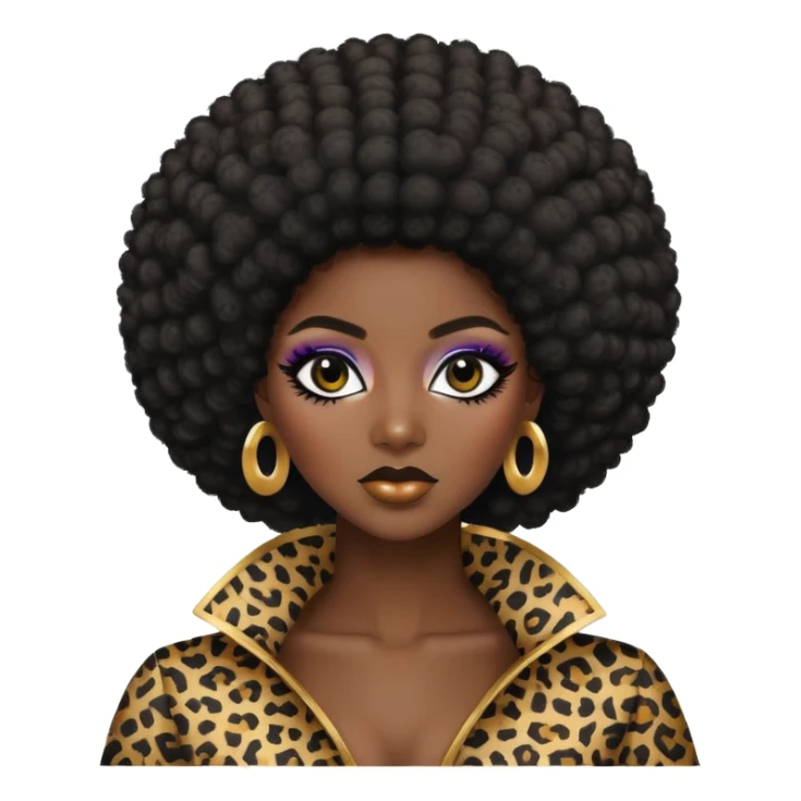 dark skin baddie,pretty makeup, black eyeliner, afro hair sticker
