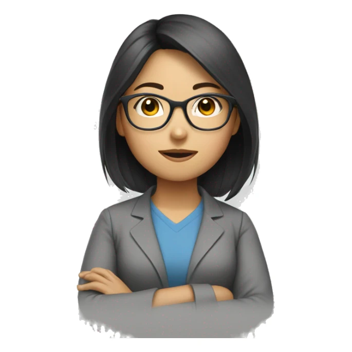 Asian girl wearing glasses working hard sticker