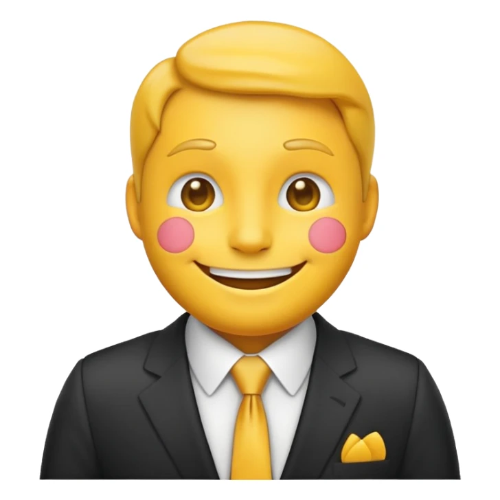 yellow face emoji wearing a suit and tie sticker