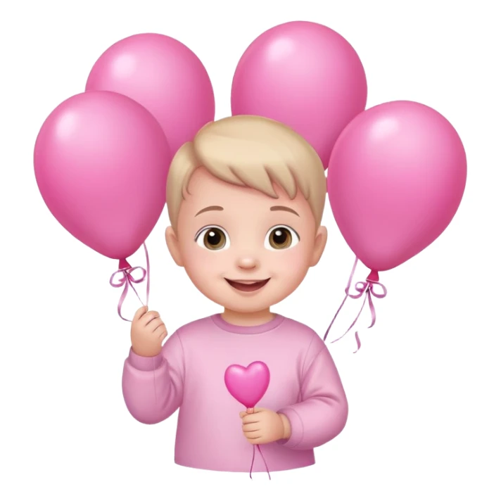 cute smiling baby holding pink balloons sticker