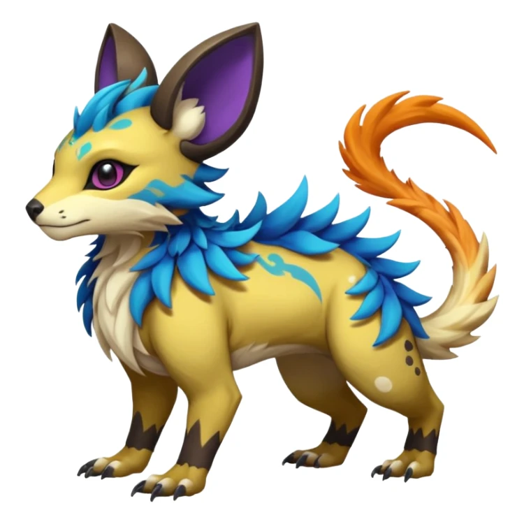 Rare realistic exotic cute epic pretty beautiful handsome gorgeous aesthetic colorful vibrant Vernid-Protogen-Primagen-Wickerbeast-species-Fakemon-creature by LiLaiRa, random markings, tufted ears, full body sticker