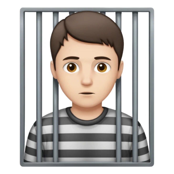 Pale Brunette man with short hair in jail  sticker