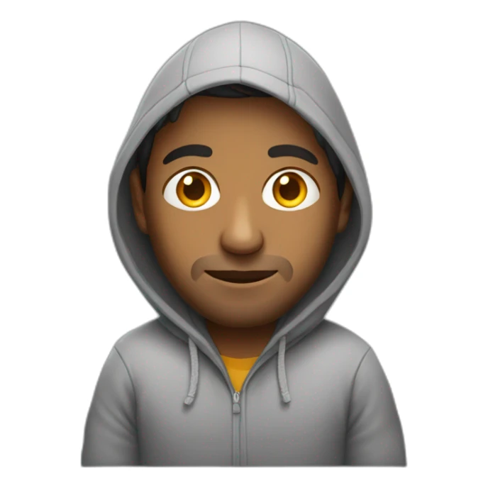 indian guy in hoodie with a laptop sticker