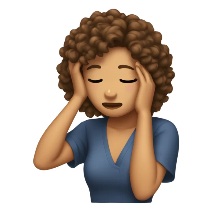 girl with tan skin and curly brown hair doing a facepalm sticker