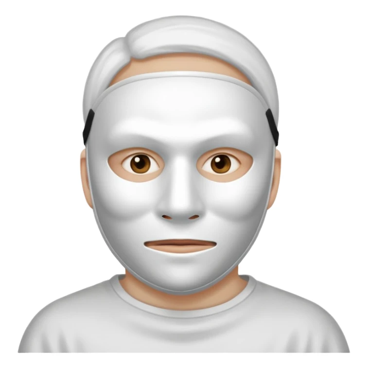 A person with a white mask on their face sticker