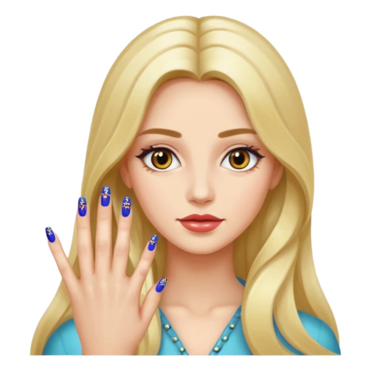 long haired woman nail art on nails sticker