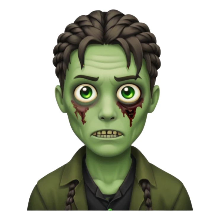 Braid twist, men zombie and green eye color, with dark zombie clothes sticker