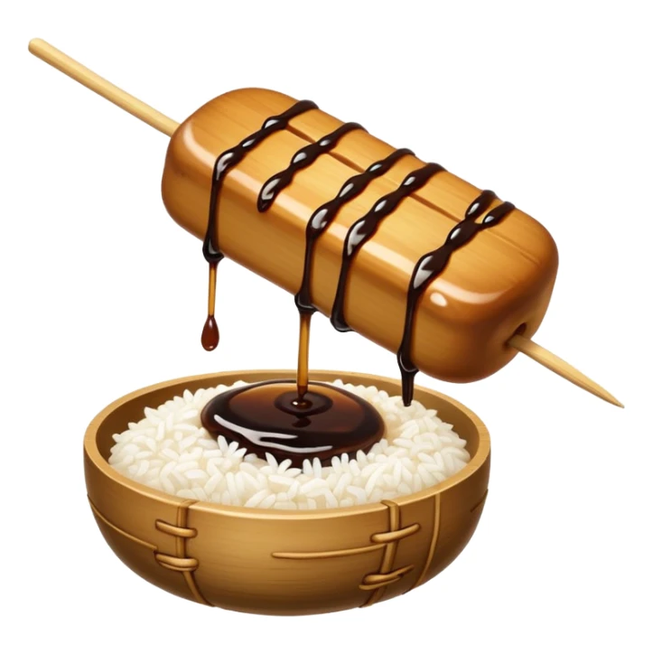 Just Mitarashi dango with shiny soy sauce glaze drizzled over white rice sticker