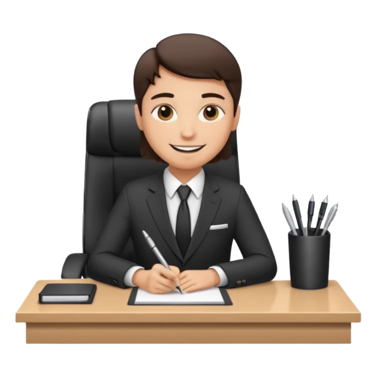 une image de 3/4 avec un recruteur à son bureau APS DE FACE DE 3/4 sticker