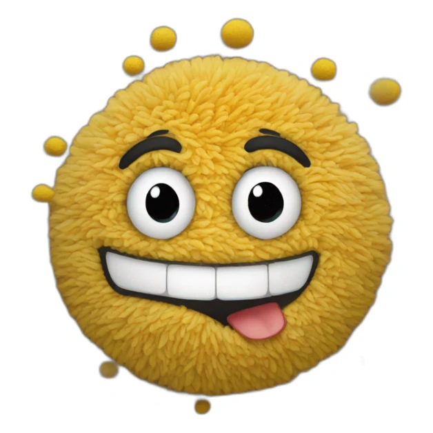 "Design an emoji rolling in laughter, on a plush carpet in a room." sticker