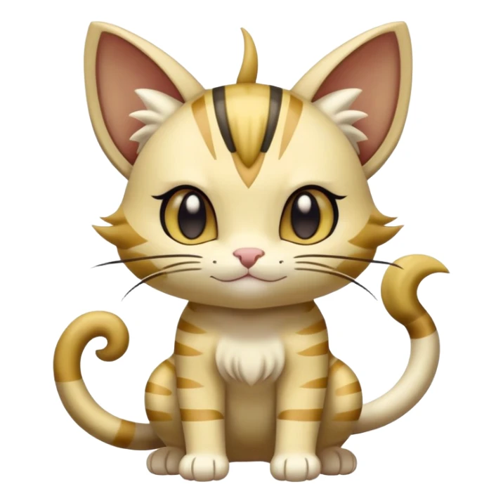 Shiny Cute Adorable Meowth-Delcatty-Bayleaf-Hybrid-Creature with pattern-markings sticker