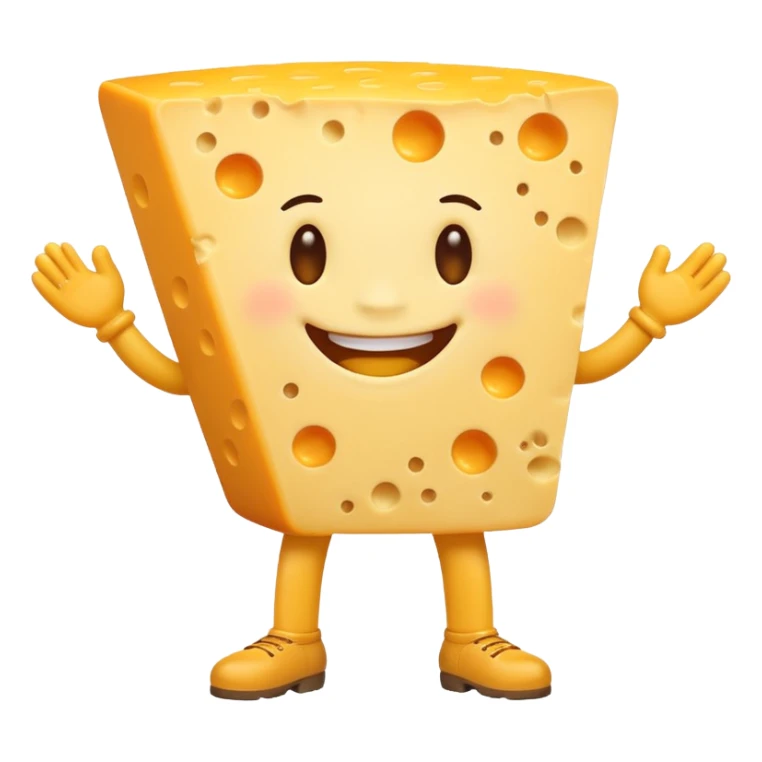 A cheese with arms and legs and gritted teeth sticker