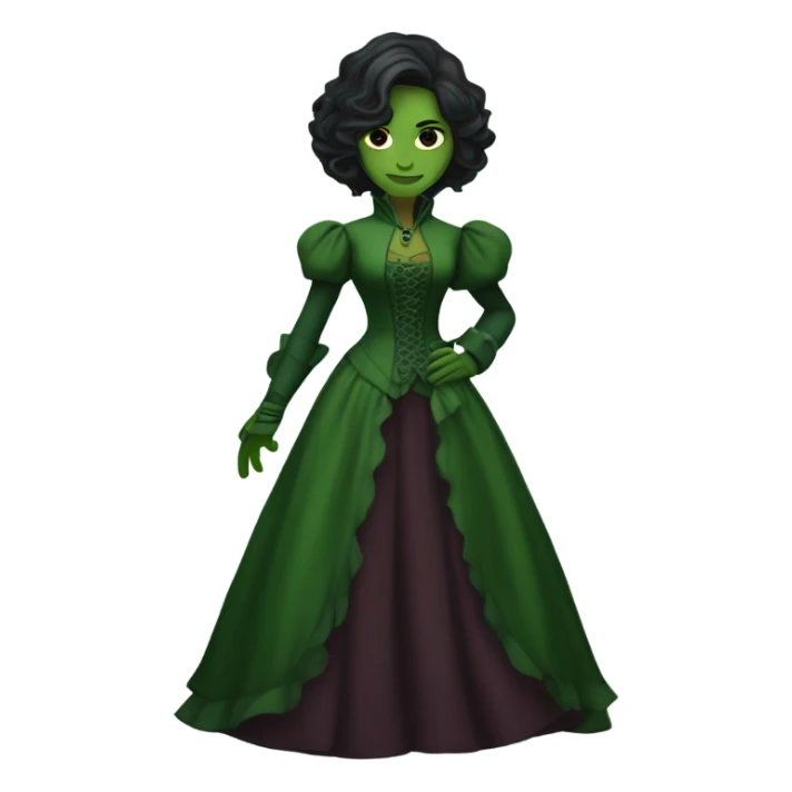 gamora in Victorian dress elegant green full body  sticker