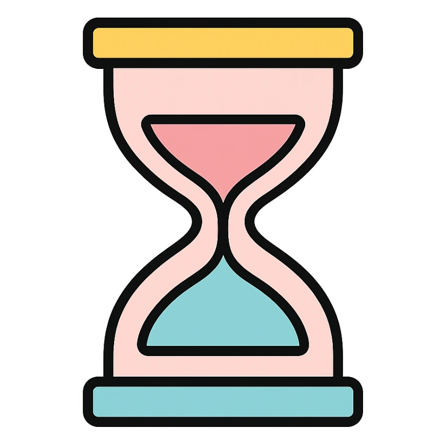 aesthetic hourglass, mid-turn, elegant and modern, pastel colors, minimal icon design sticker