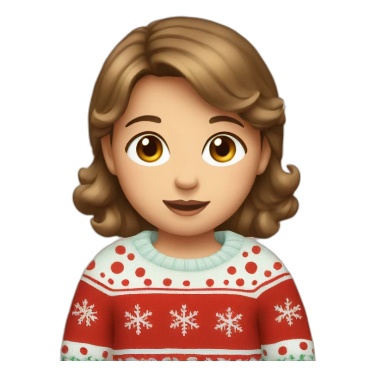 Brown hair baby in Christmas pullover sticker