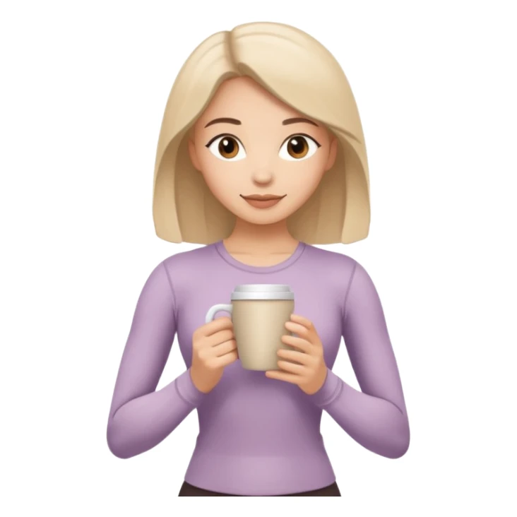 Girl in beige Pilates style holding coffee in her hands sticker
