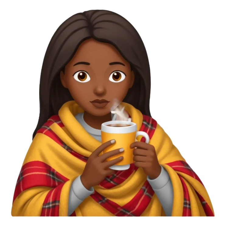 sick black woman drinking hot drink sticker