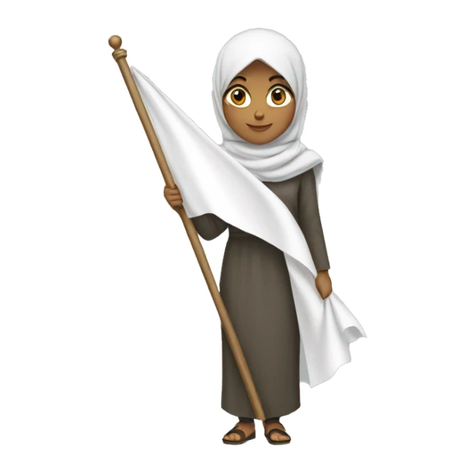 Hijabi girl holding white flag sticker