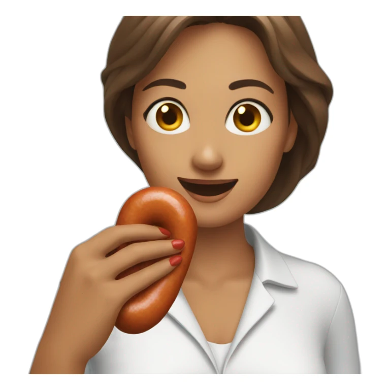 Woman grabbing a sausage sticker