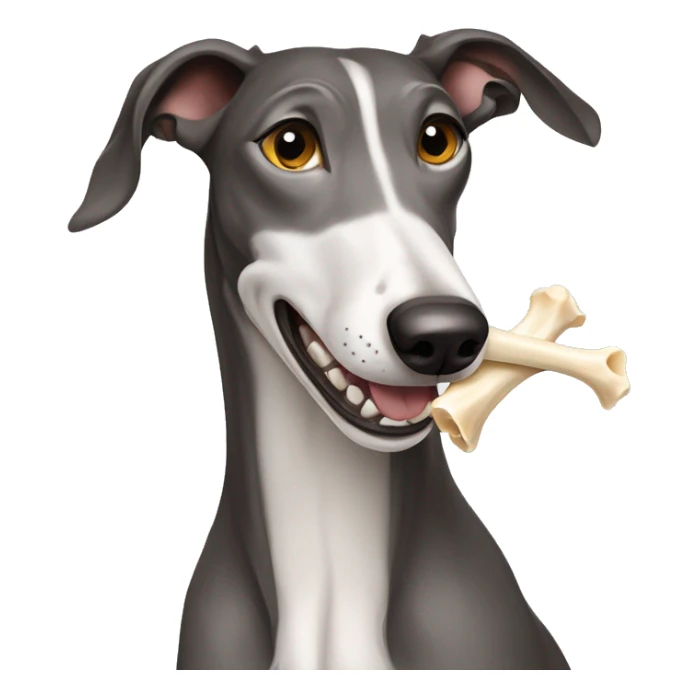 dog breed Russian greyhound holds a bone in its teeth sticker