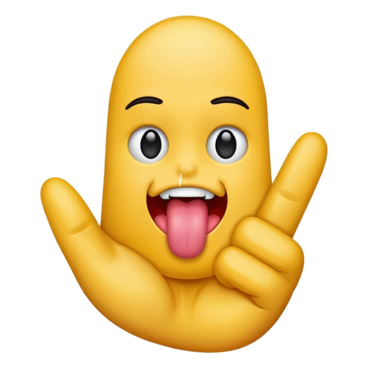 Tongue sticking out between two fingers sticker