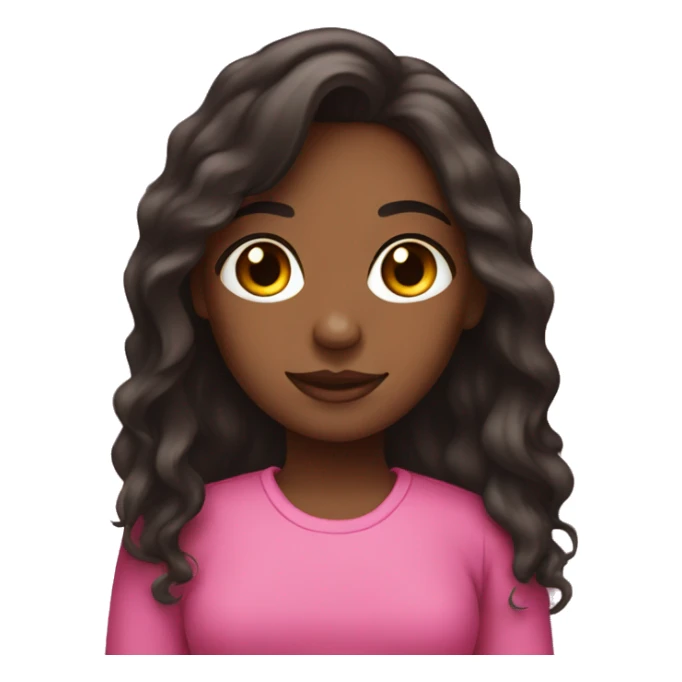 Pretty brown girl with dark long hair in pink sticker