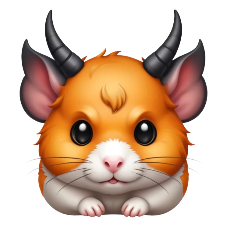 Hamster with demon horns and demon wings sticker