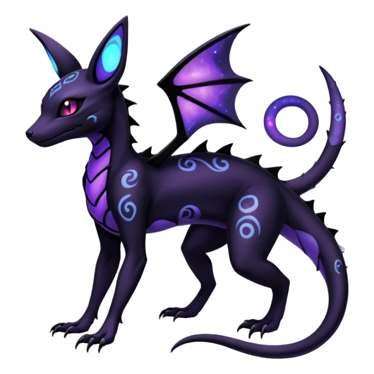 Gothic Nebulae Salandit-Umbreon-Fakémon-hybrid-creature (full body)  sticker