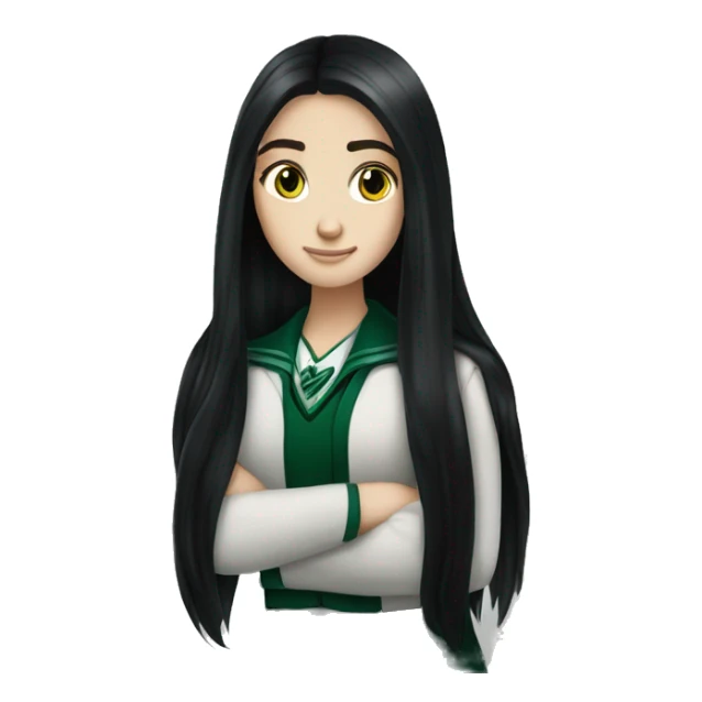 long black hair white girl slytherin  sticker