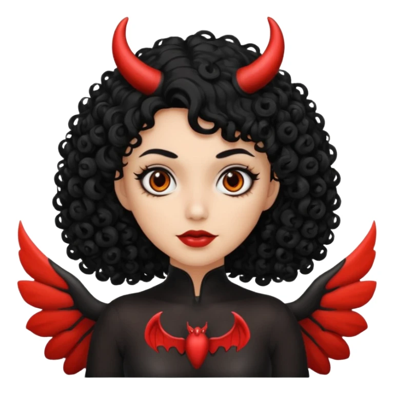 A woman with a curly black hair with mothman sticker