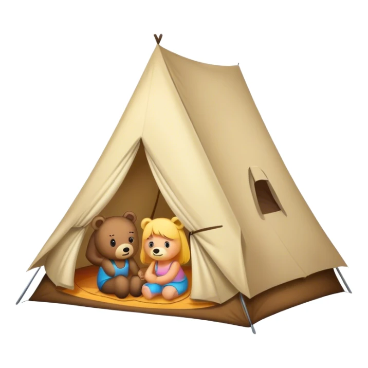 a tent with girls inside a bear outside  sticker