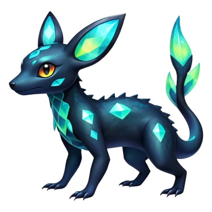 Colorful Iridescent Exotic Salandit-Aurorus-Umbreon-Fakémon-hybrid-creature (full body)  sticker