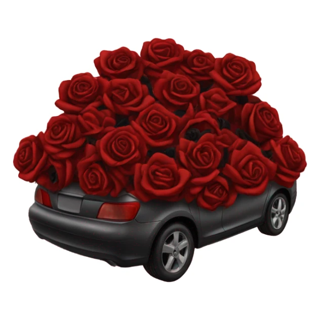 red open car trunk with black roses left in it sticker