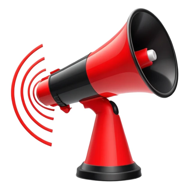 red and black megaphone loudspeaker with sound waves sticker