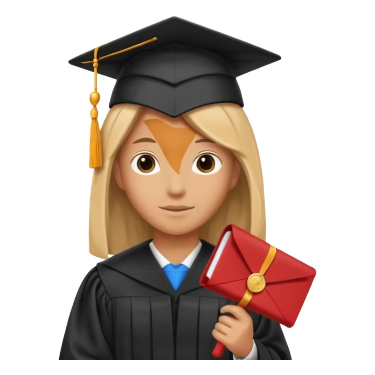 anonymous person in a graduation gown, no visible face, holding diploma sticker