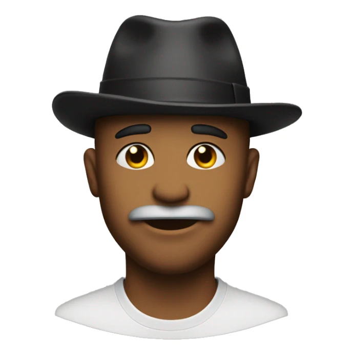 Bitting lip with a L on his chin and a hat to the side   sticker