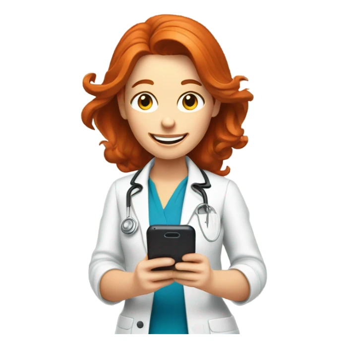 red hair nutritionist texting smartphone sticker