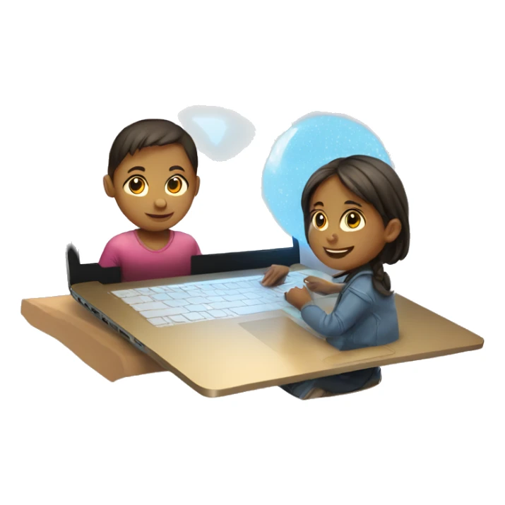 Girl and boy laptop with light above head sticker