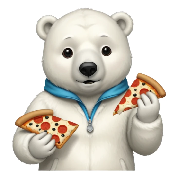 polar bear with pizza wearing coat sticker