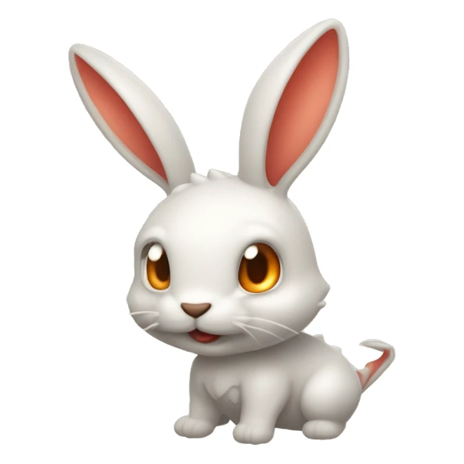 Conejo con ojos de marciano cola de dragón escupiendo fuego sticker