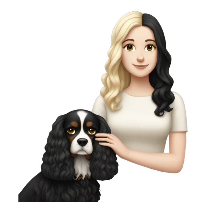 white girl pale with black hair holding king charles sticker