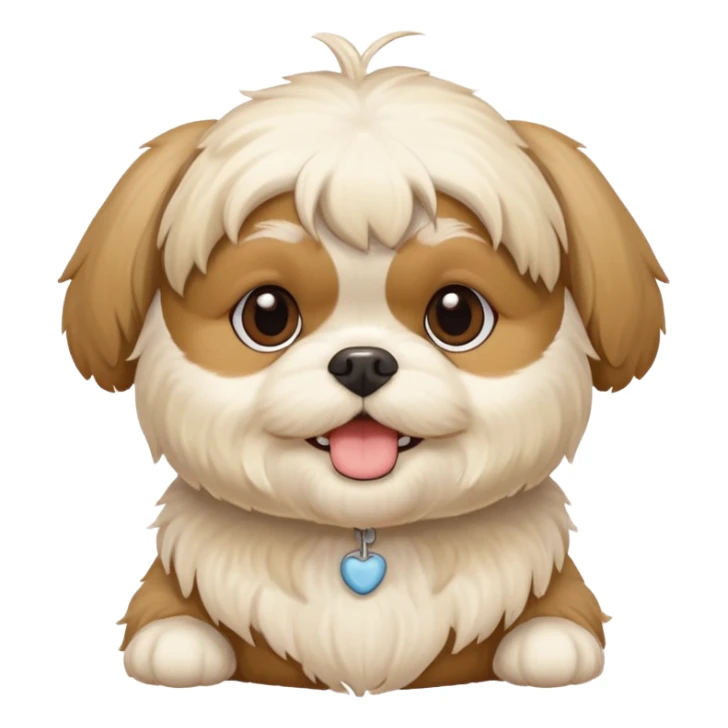 generame la imagen de un perrito raza chitzu de color cremita, totalmente cremita sin esos colores marron oscuro en su cara, hazla un poco sonriente sticker