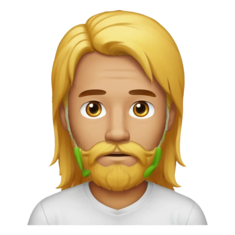 yellow long hair bearded man with white shirt sticker