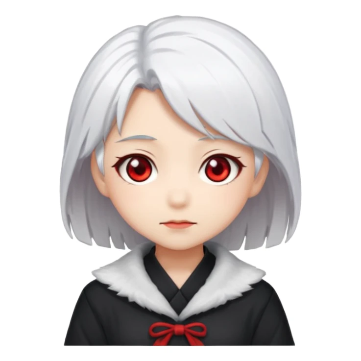 Anime, chibi, white hair, girl, red eyes sticker