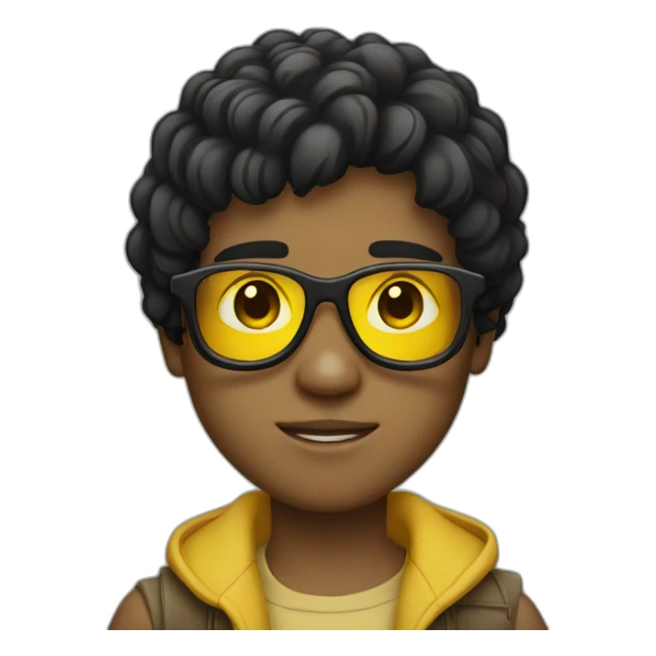 boy with yellow tinted glasses and combed black hair  sticker