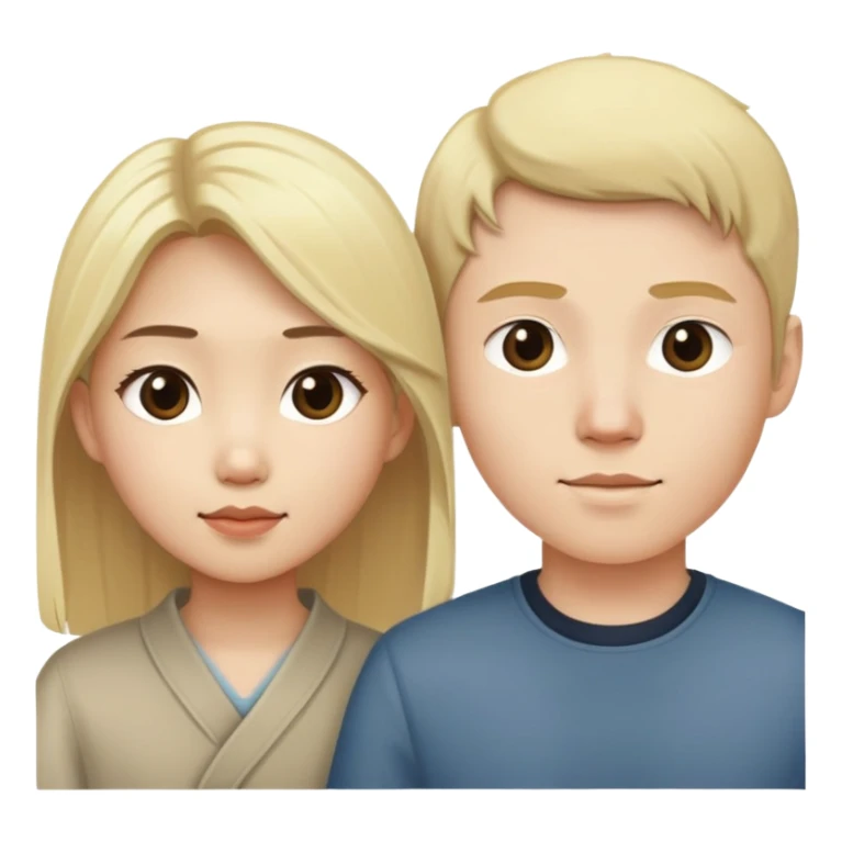 Asian girl and white boy with blonde hair  sticker