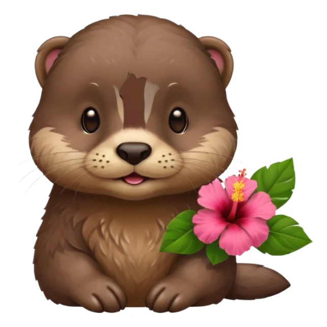 otter with a hibiscus behind its ear sticker