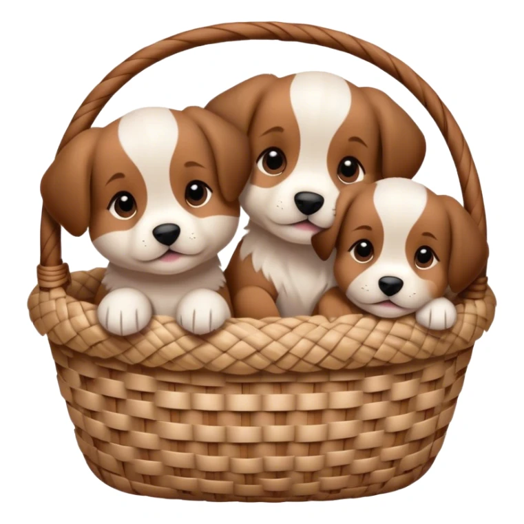 Disney-style cute puppies cozy in a basket sticker