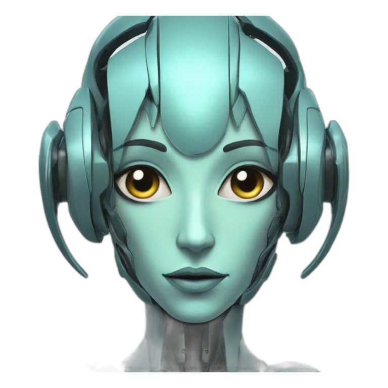 Cyber futuristic elf robot face long ears sticker
